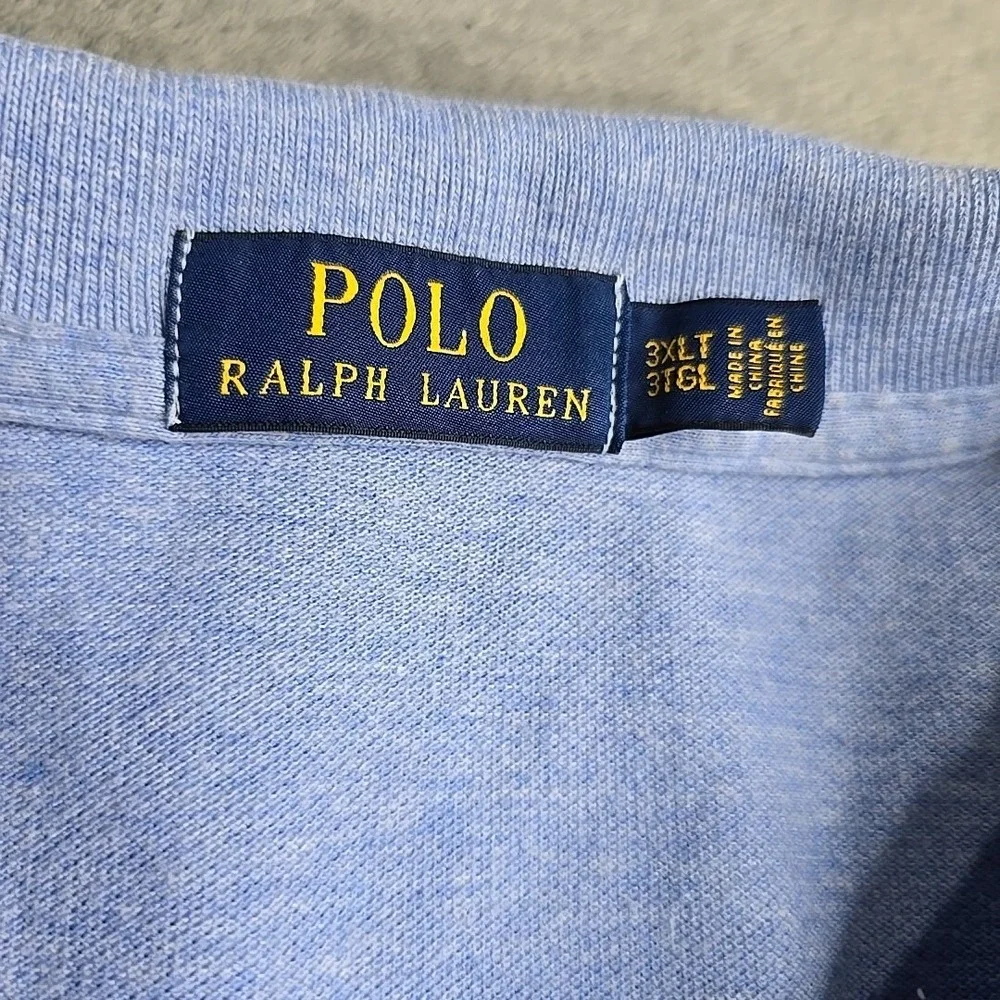 Polo Ralph Lauren Men Polo Shirt Heather Blue Short Sleeve 3XLT Big & Tall
